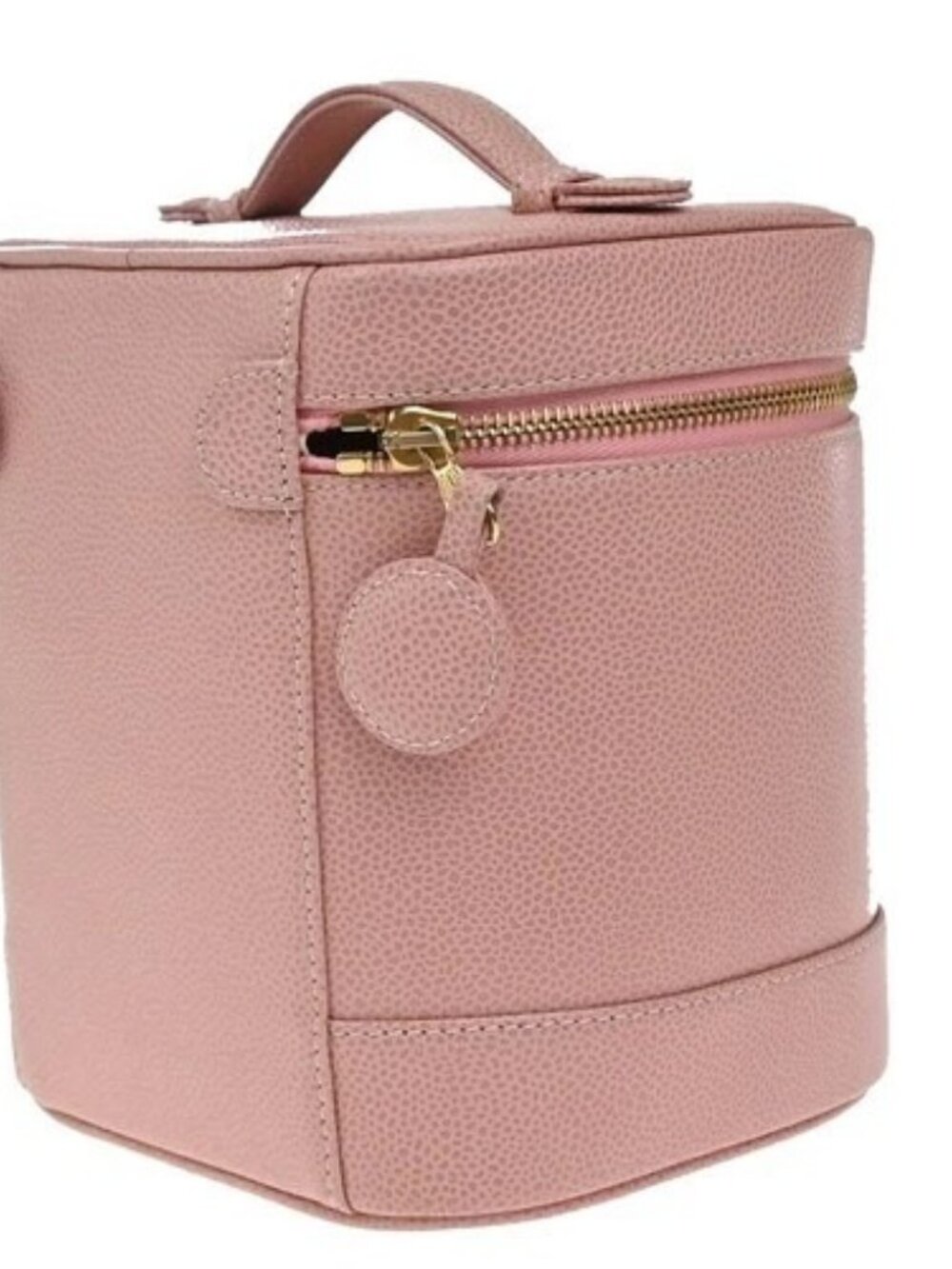 CHANEL CC Logo Cosmetic Vanity Hand Bag Grained Calfskin Leather Pink 674RP132 - Picture 4 of 16